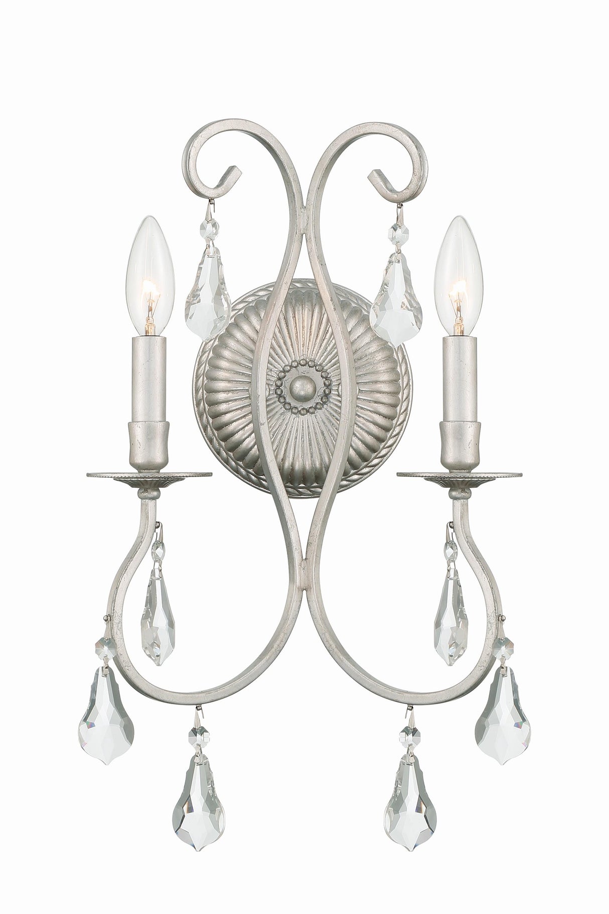 Crystorama Ashton 2 Light Swarovski Strass Crystal Olde Silver Sconce