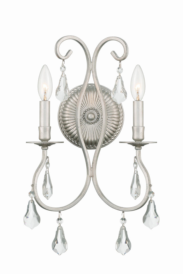 Crystorama Ashton 2 Light Swarovski Strass Crystal Olde Silver Sconce
