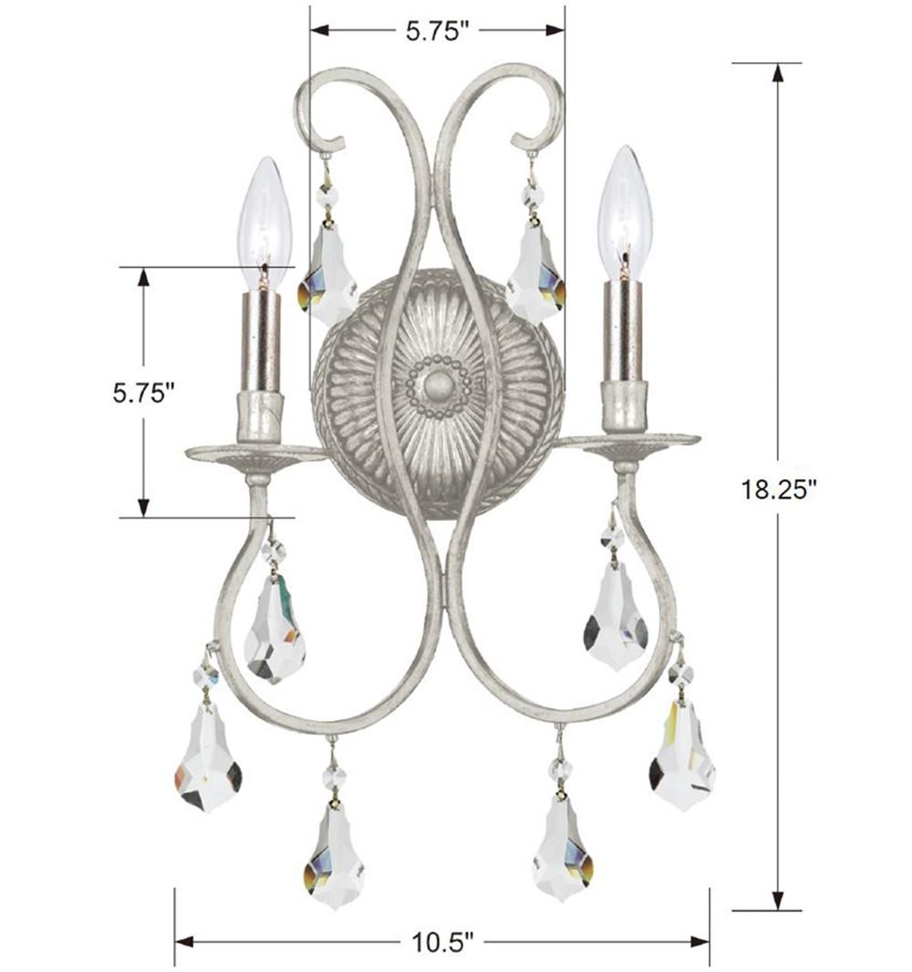 Crystorama Ashton 2 Light Swarovski Strass Crystal Olde Silver Sconce