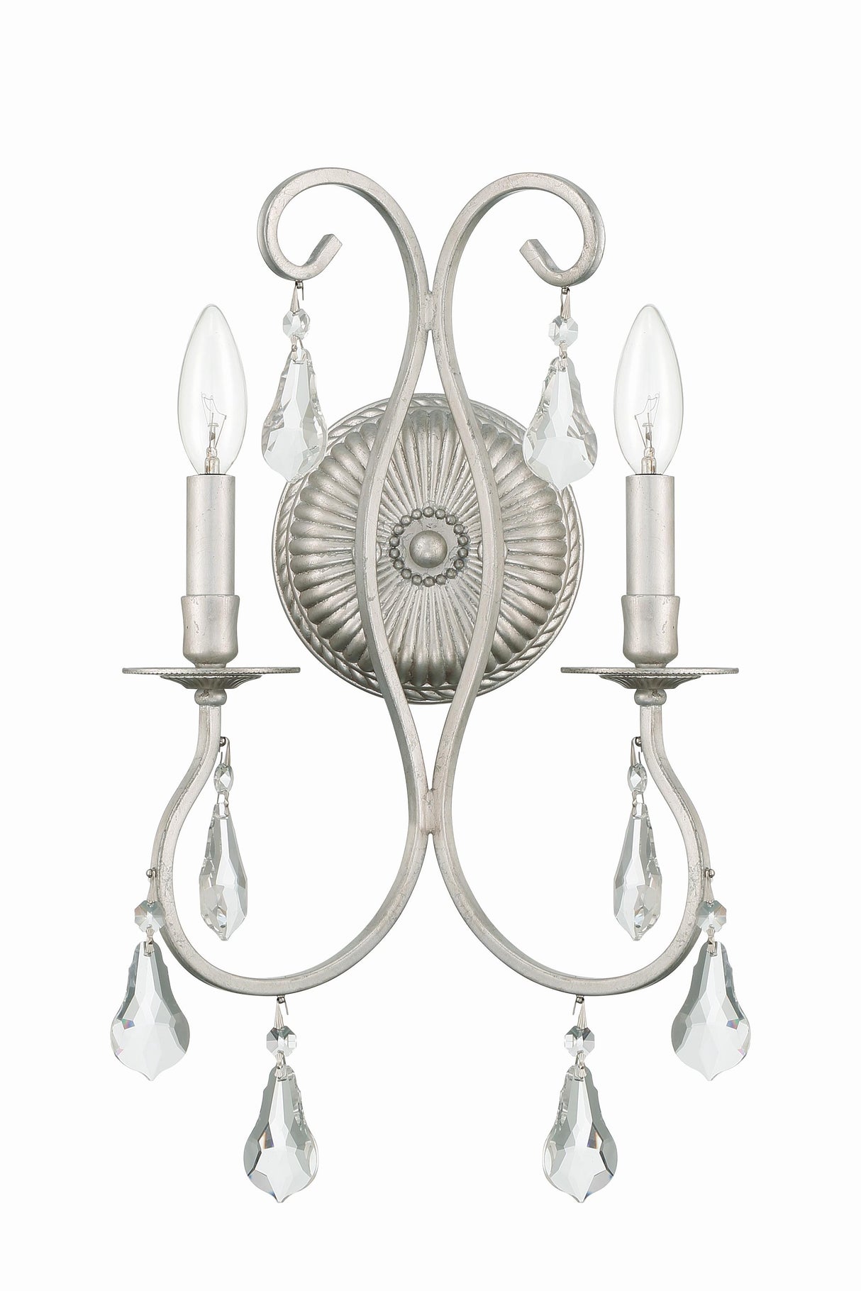 Crystorama Ashton 2 Light Swarovski Strass Crystal Olde Silver Sconce