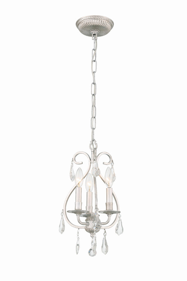 Crystorama Ashton 3 Light Hand Cut Crystal Olde Silver Mini Chandelier