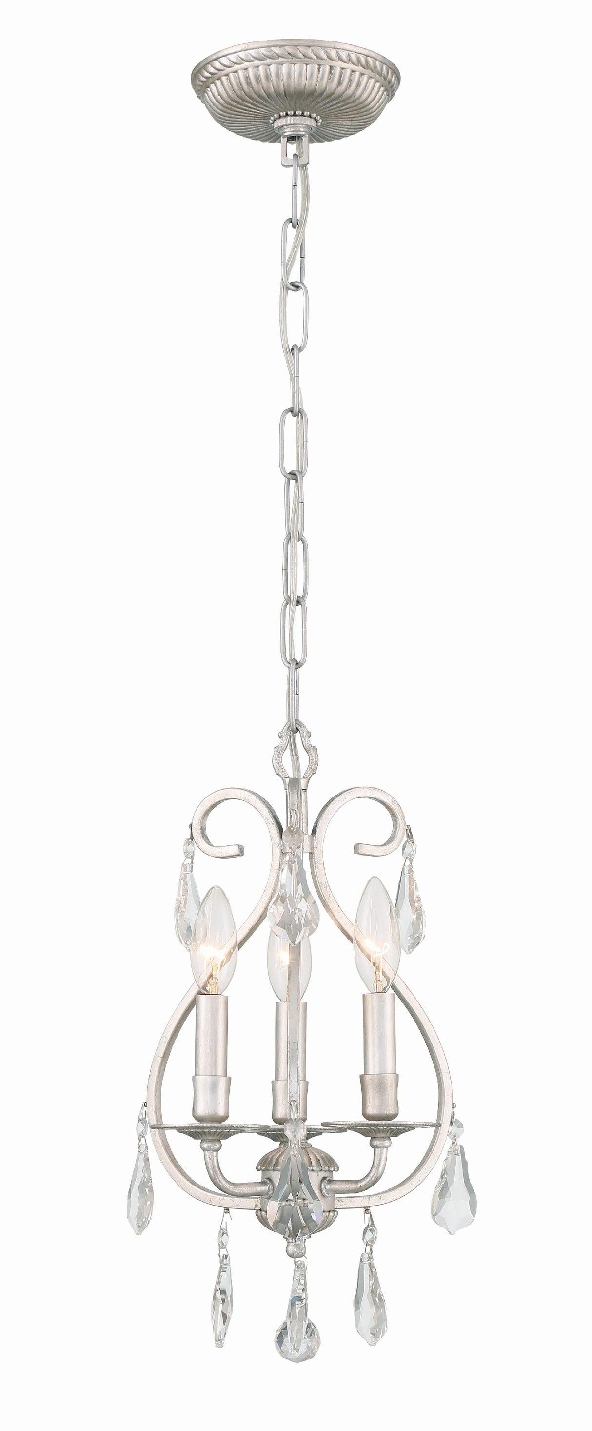 Crystorama Ashton 3 Light Hand Cut Crystal Olde Silver Mini Chandelier