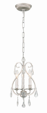 Crystorama Ashton 3 Light Hand Cut Crystal Olde Silver Mini Chandelier
