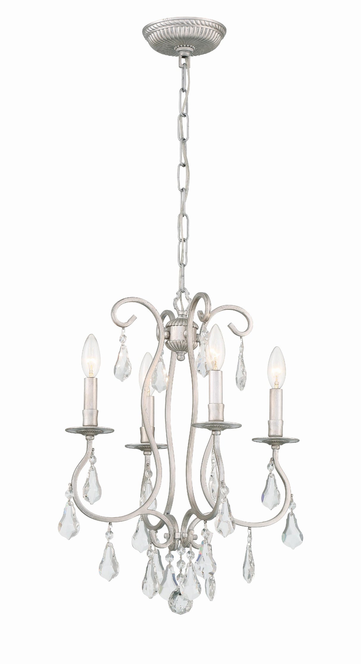 Crystorama Ashton 4 Light Swarovski Strass Crystal Olde Silver Mini Chandelier