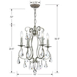 Crystorama Ashton 4 Light Swarovski Strass Crystal Olde Silver Mini Chandelier