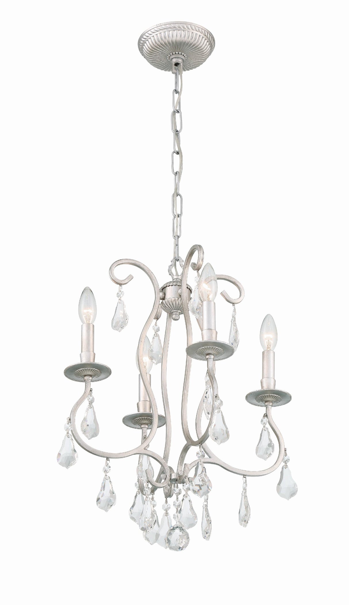 Crystorama Ashton 4 Light Swarovski Strass Crystal Olde Silver Mini Chandelier