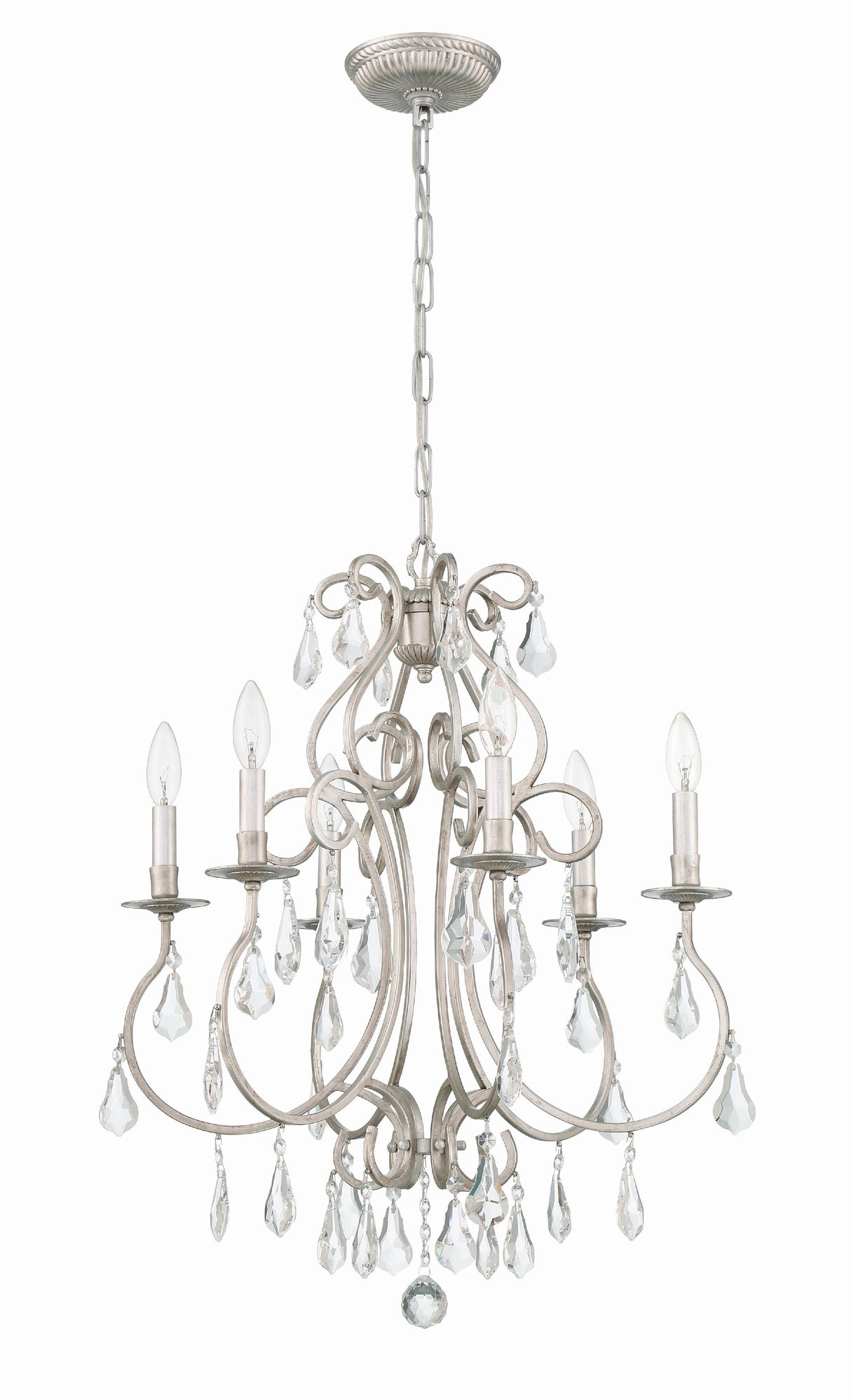 Crystorama Ashton 6 Light Hand Cut Crystal Olde Silver Chandelier
