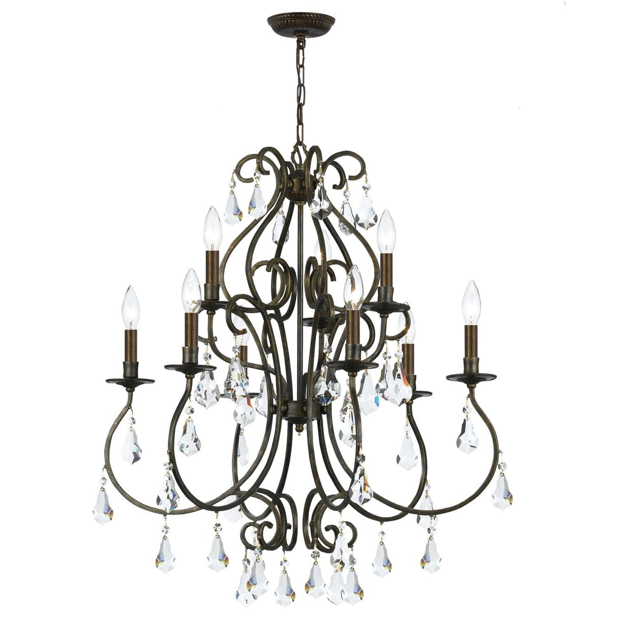 Crystorama Ashton 9 Light Hand Cut Crystal English Bronze Chandelier