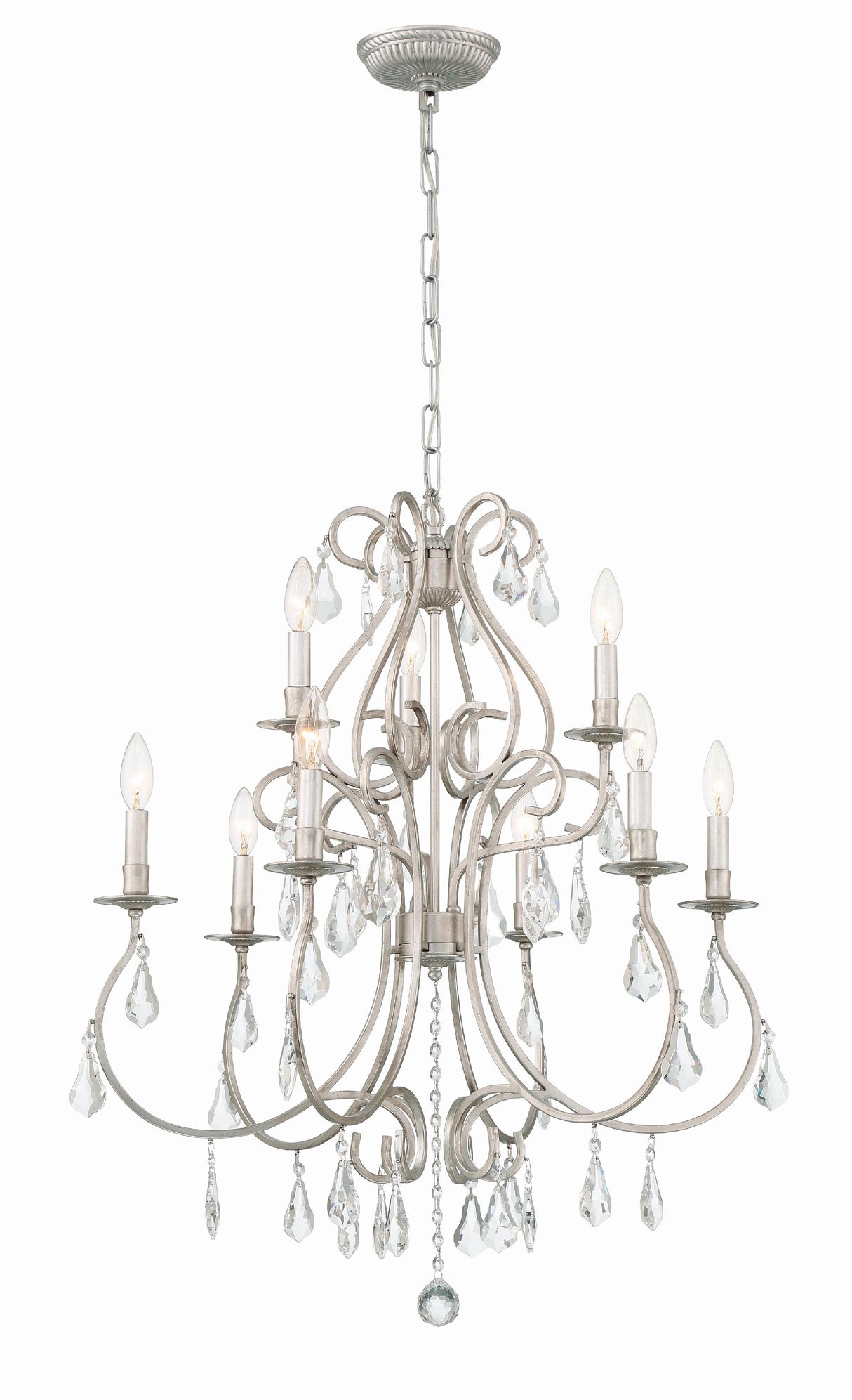 Crystorama Ashton 9 Light Hand Cut Crystal Olde Silver Chandelier