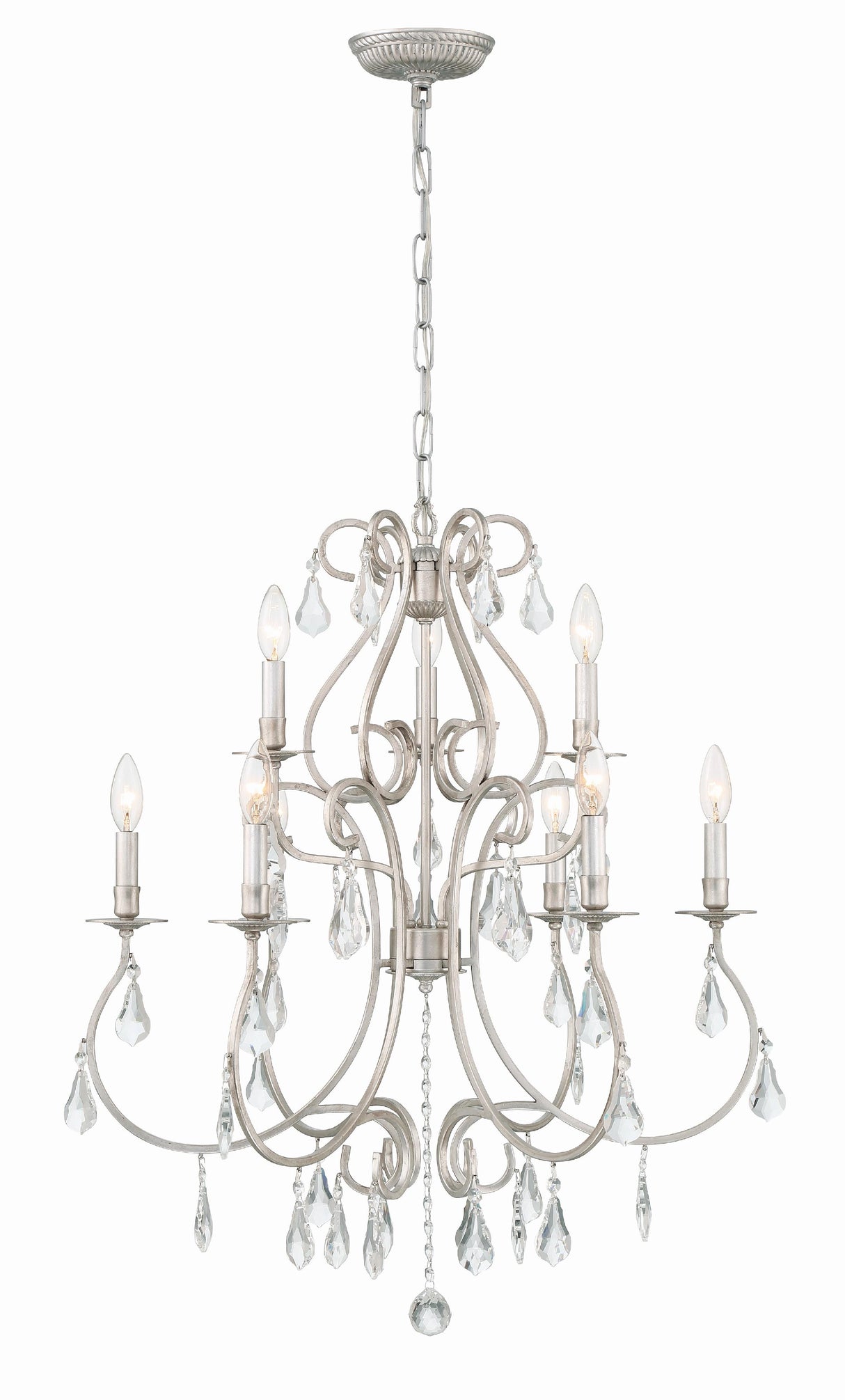 Crystorama Ashton 9 Light Hand Cut Crystal Olde Silver Chandelier