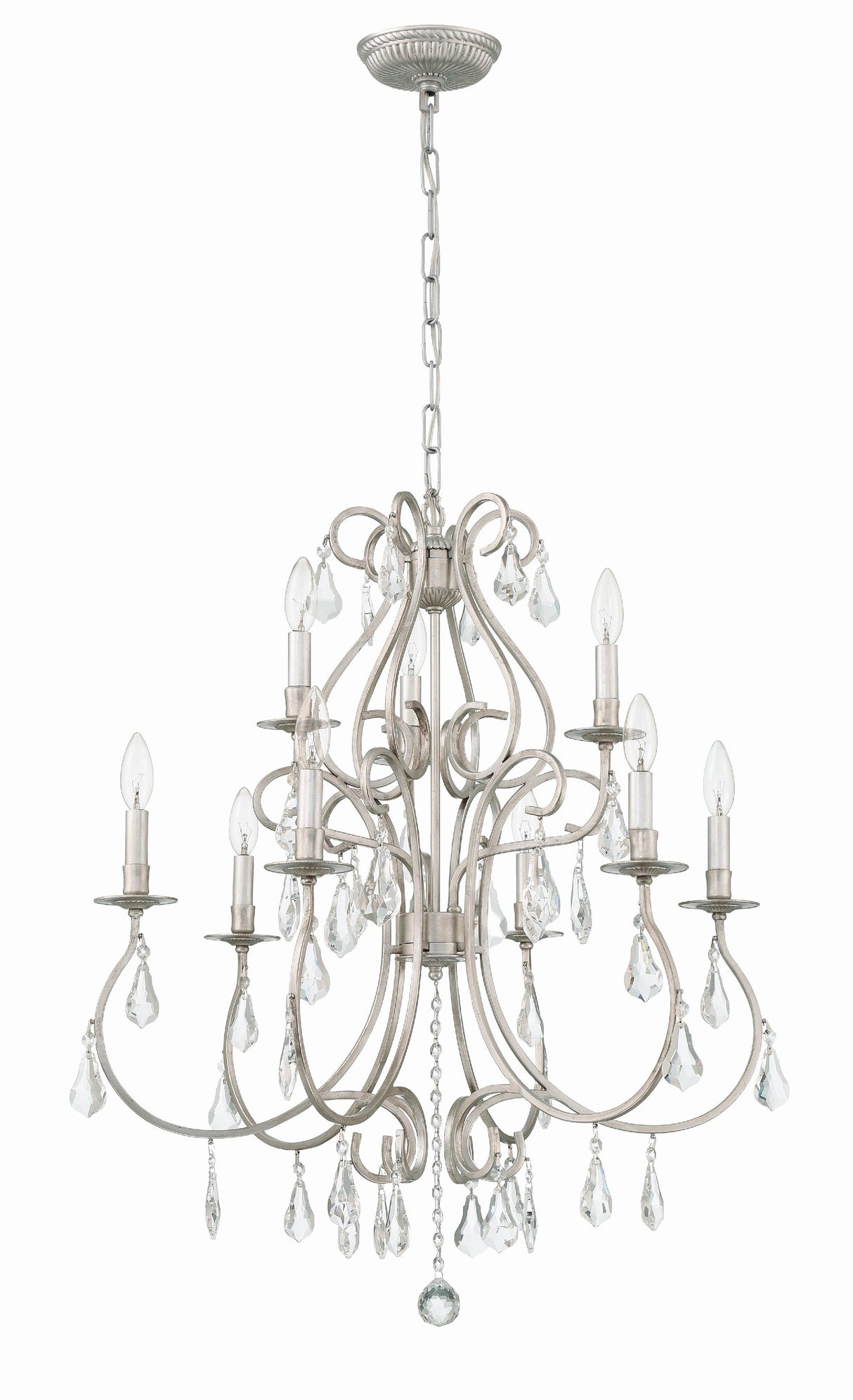 Crystorama Ashton 9 Light Hand Cut Crystal Olde Silver Chandelier
