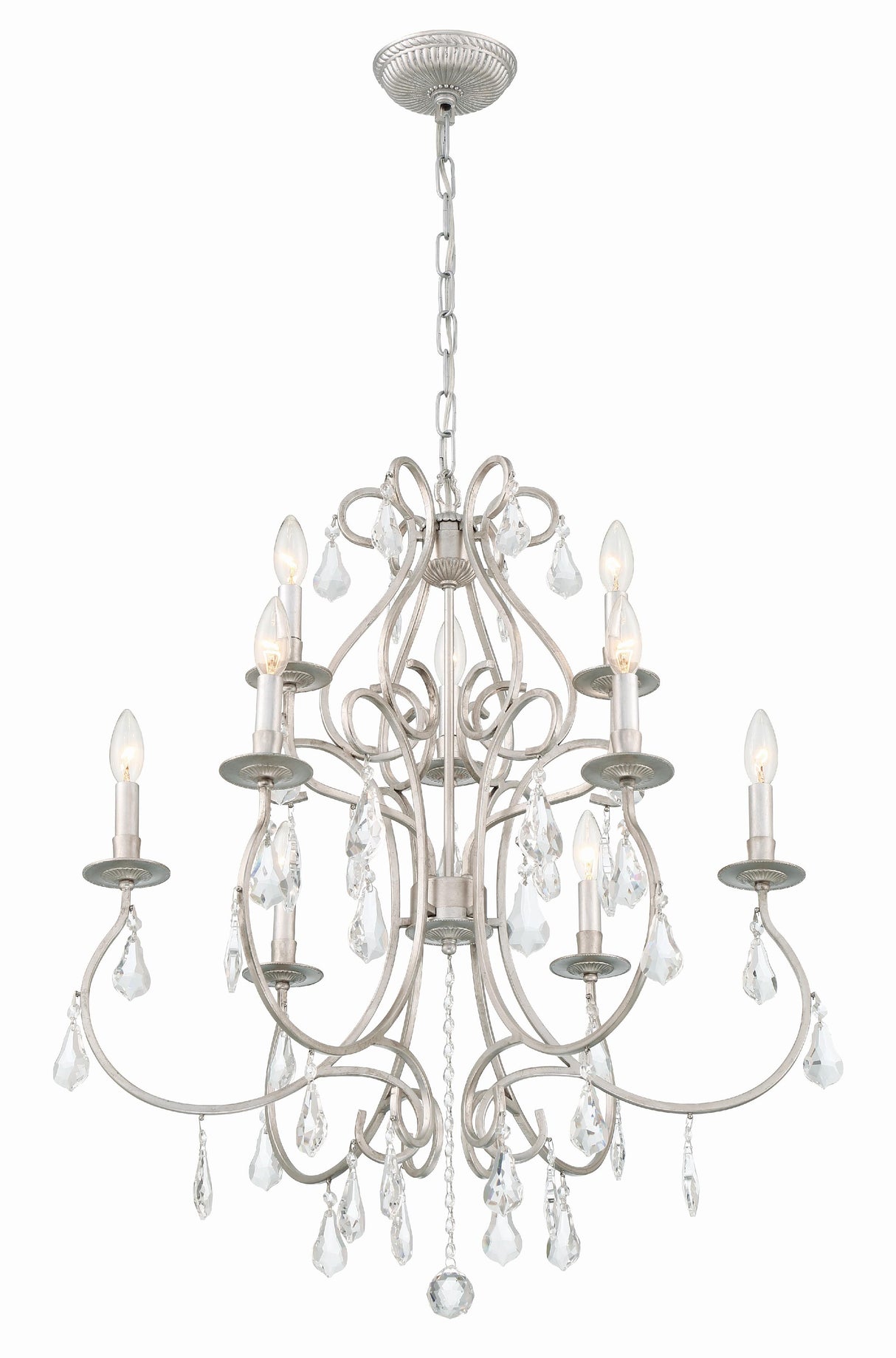 Crystorama Ashton 9 Light Hand Cut Crystal Olde Silver Chandelier
