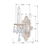 Crystorama Paris Market 1 Light Swarovski Strass Crystal Antique White Sconce