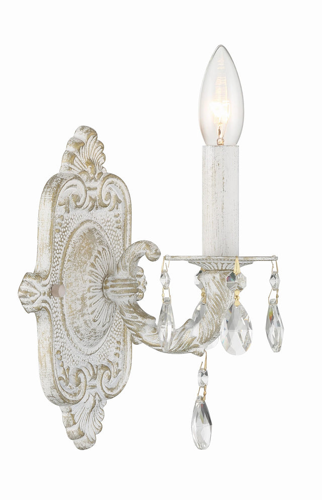 Crystorama Paris Market 1 Light Spectra Crystal Antique White Sconce