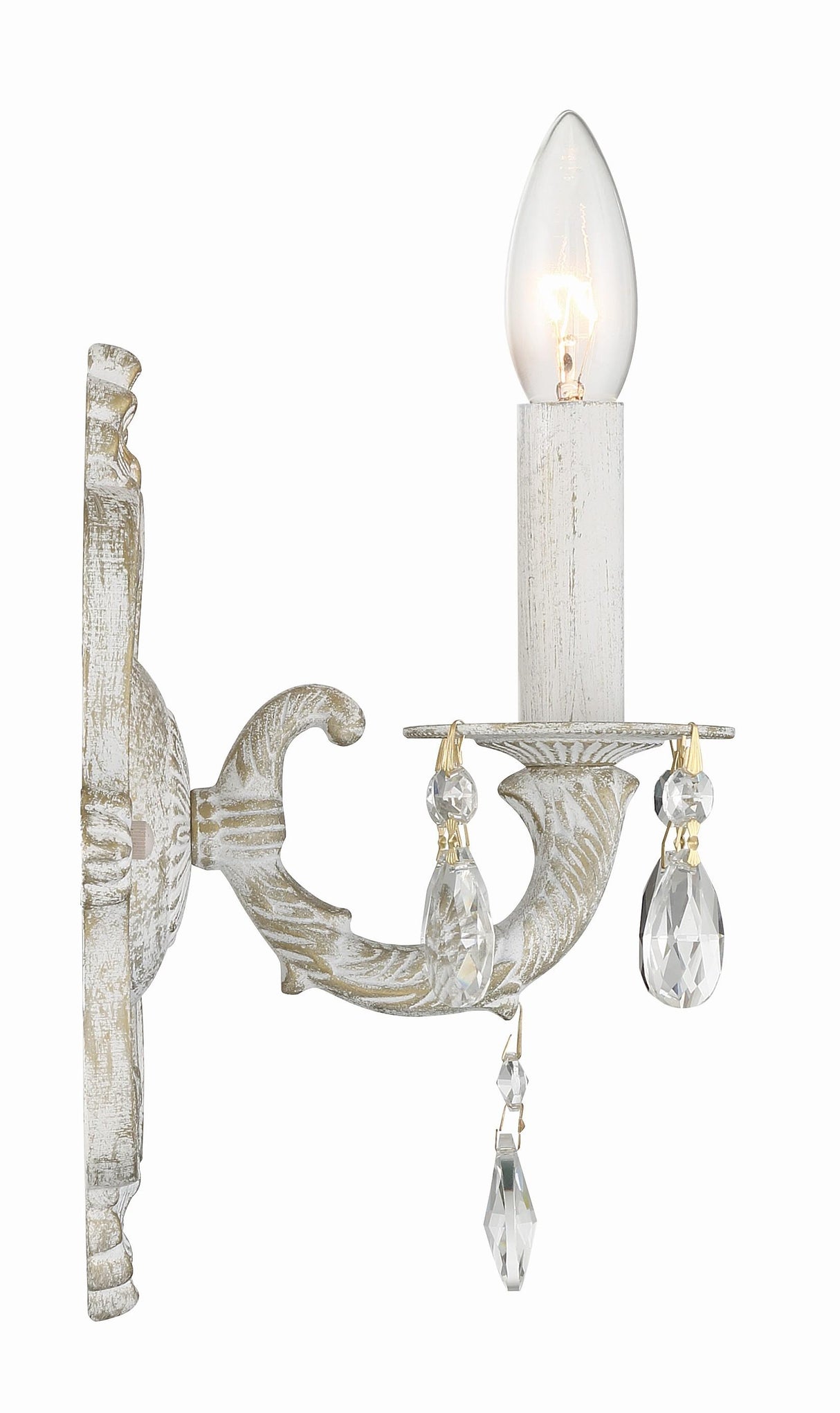 Crystorama Paris Market 1 Light Spectra Crystal Antique White Sconce