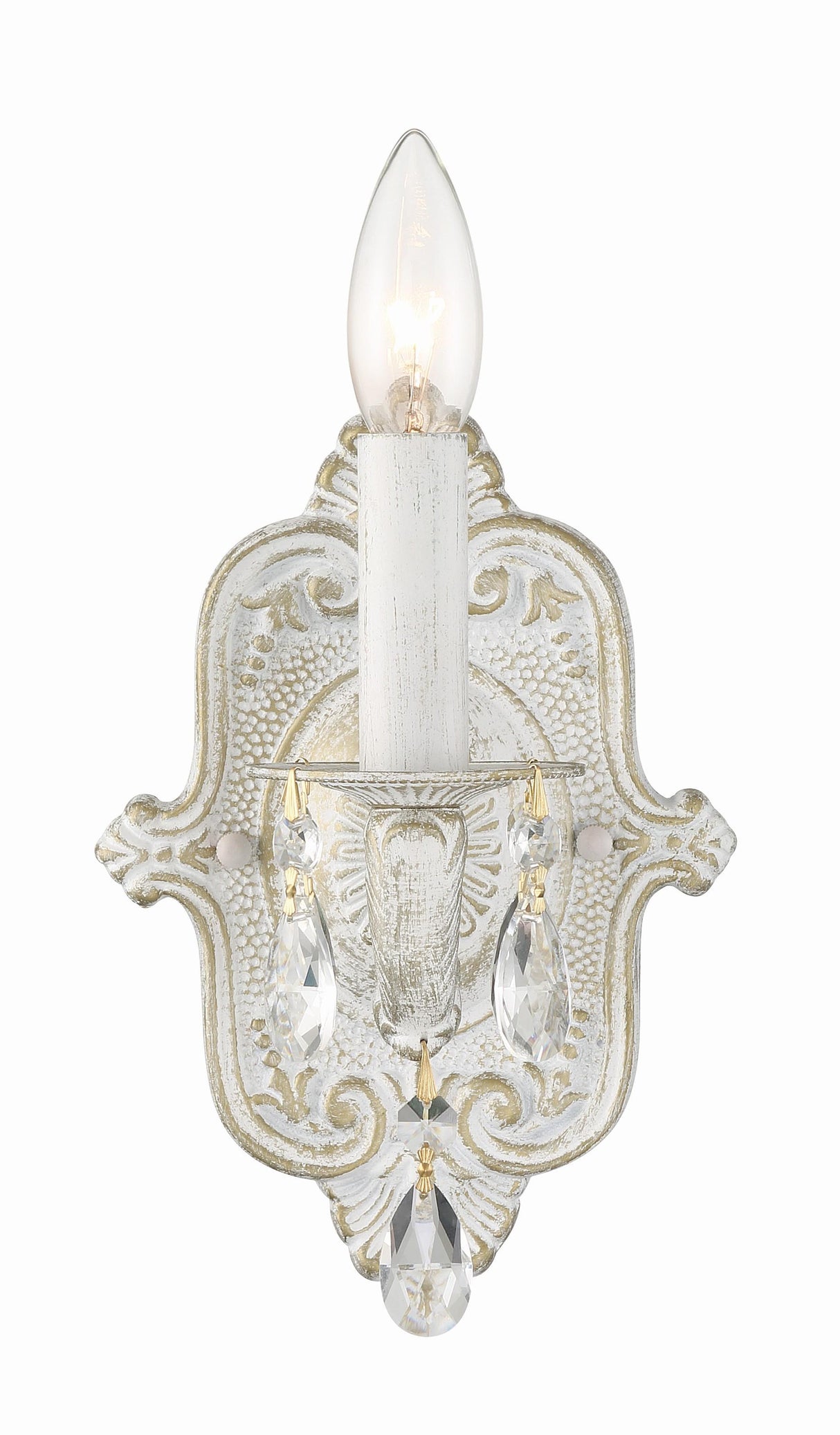 Crystorama Paris Market 1 Light Spectra Crystal Antique White Sconce