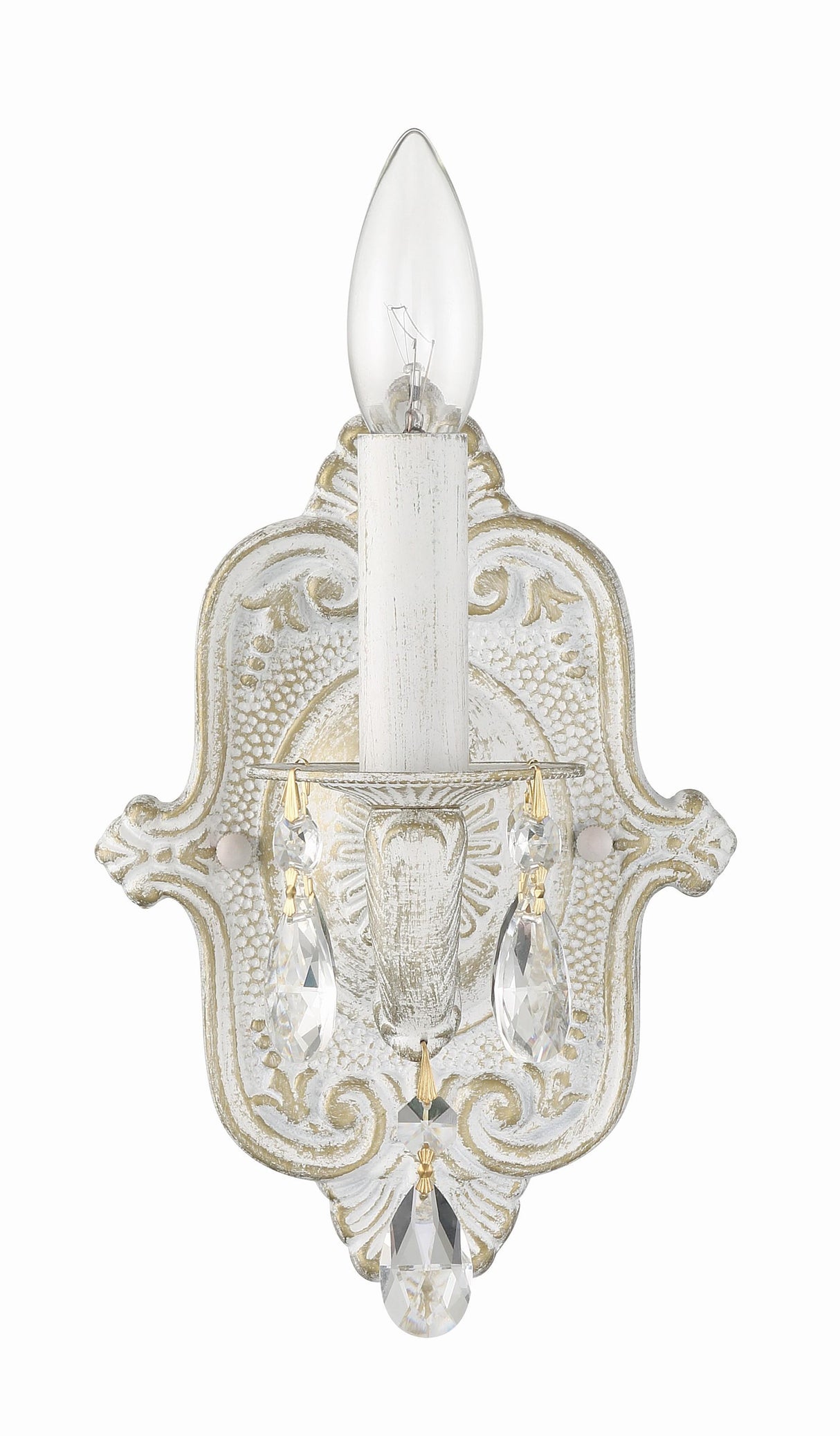 Crystorama Paris Market 1 Light Spectra Crystal Antique White Sconce