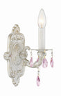 Crystorama Paris Market 1 Light Rose Crystal Antique White Sconce