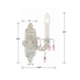 Crystorama Paris Market 1 Light Rose Crystal Antique White Sconce