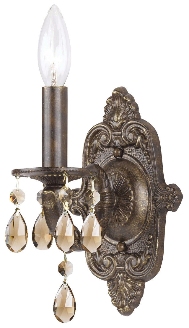 Crystorama Paris Market 1 Light Golden Teak Hand Cut Crystal Venetian Bronze Sconce