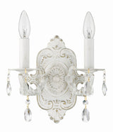 Crystorama Paris Market 2 Light Swarovski Strass Crystal Antique White Sconce