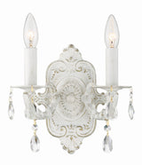 Crystorama Paris Market 2 Light Clear Crystal Antique White Sconce