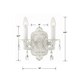 Crystorama Paris Market 2 Light Clear Crystal Antique White Sconce