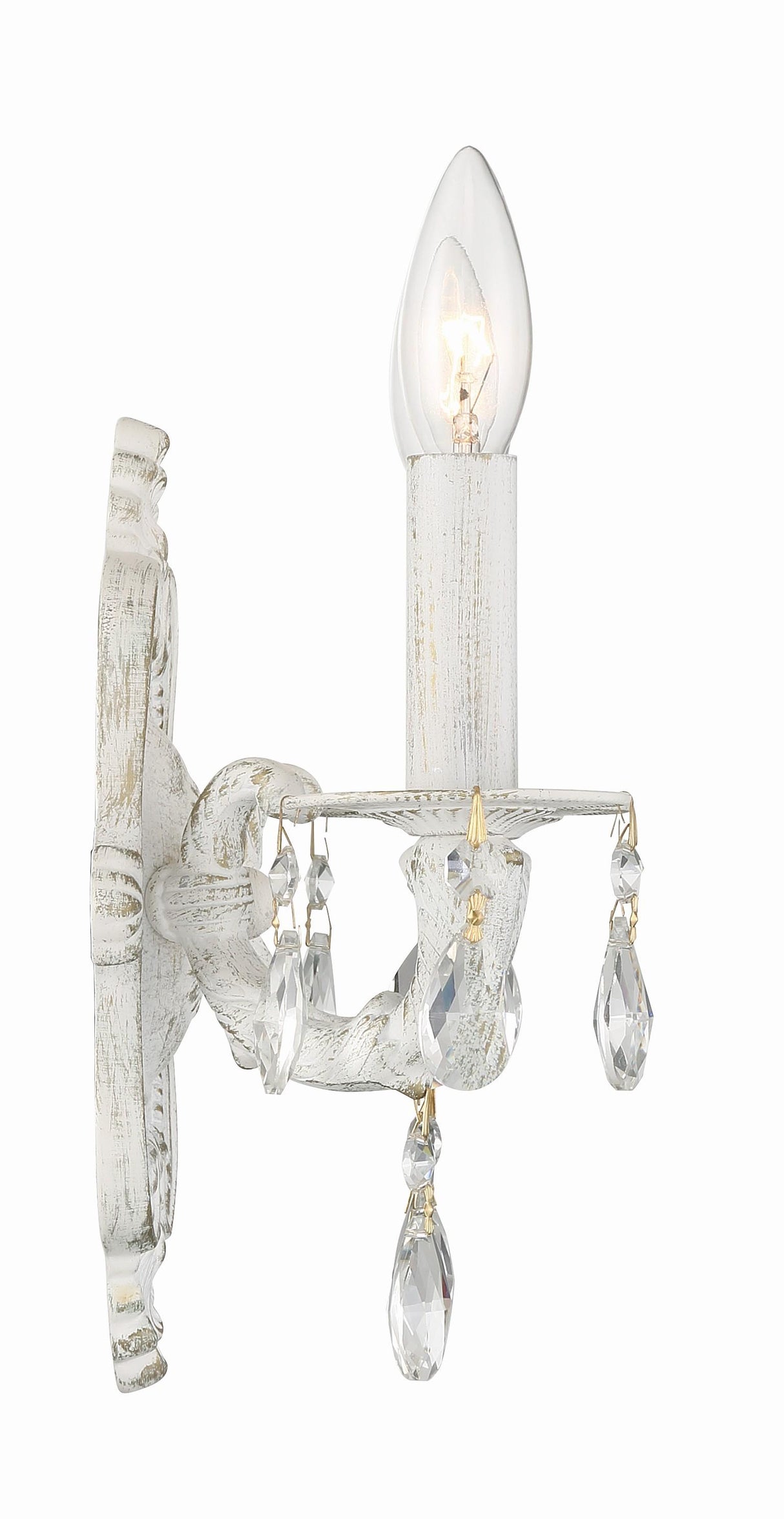 Crystorama Paris Market 2 Light Clear Crystal Antique White Sconce