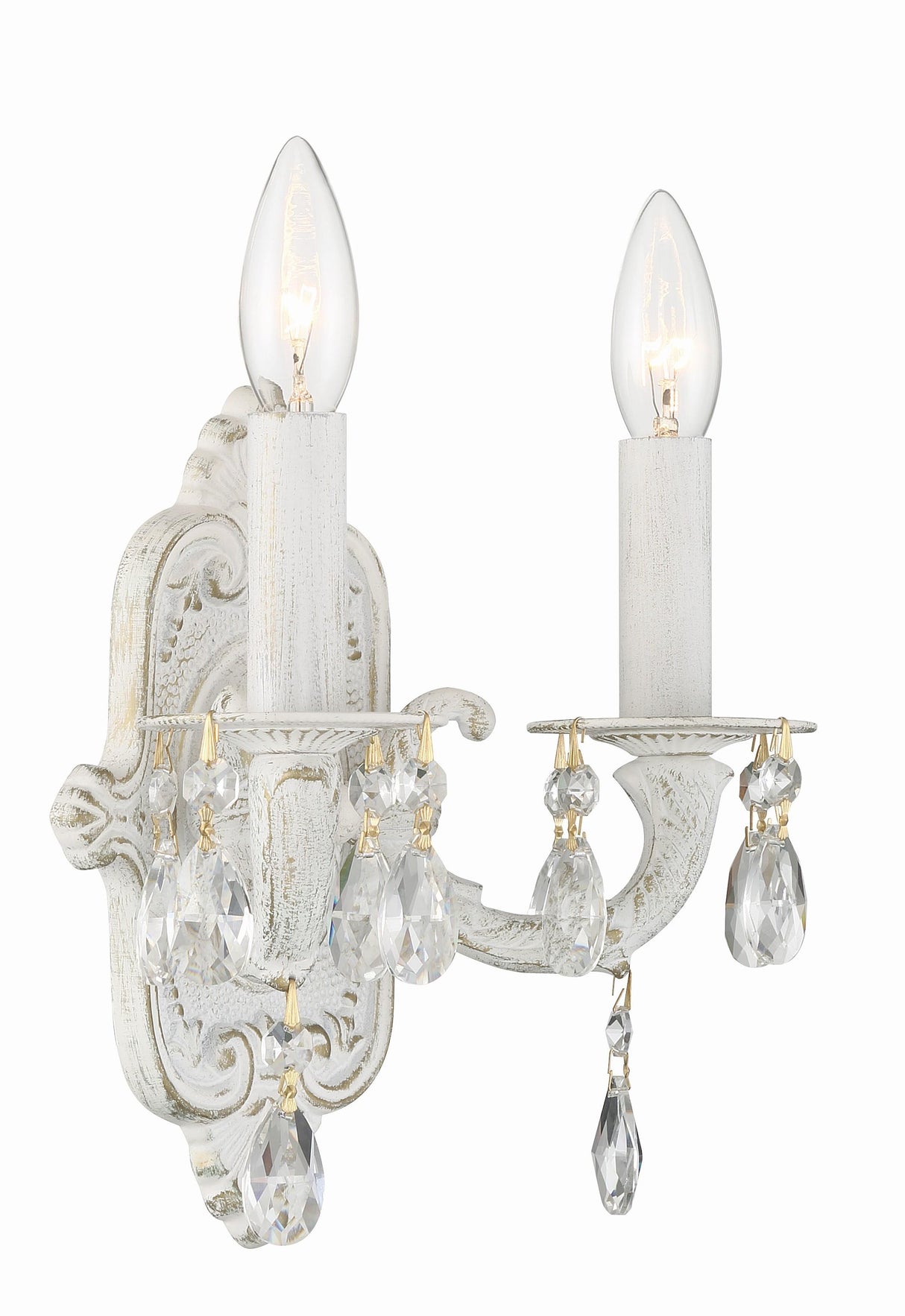 Crystorama Paris Market 2 Light Clear Crystal Antique White Sconce