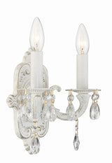 Crystorama Paris Market 2 Light Clear Crystal Antique White Sconce
