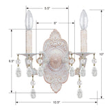 Crystorama Paris Market 2 Light Spectra Crystal Antique White Sconce