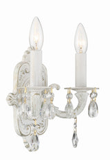 Crystorama Paris Market 2 Light Spectra Crystal Antique White Sconce