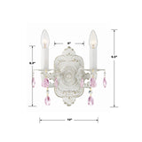 Crystorama Paris Market 2 Light Rose Crystal Antique White Sconce
