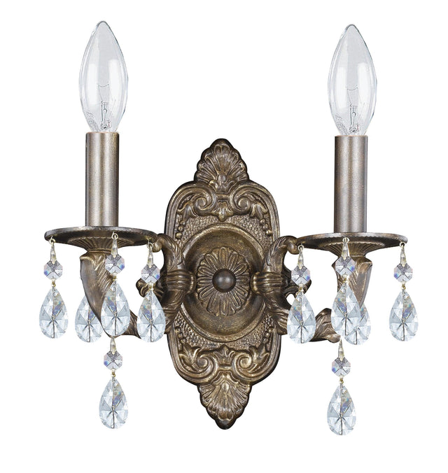 Crystorama Paris Market 2 Light Clear Crystal Venetian Bronze Sconce