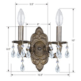 Crystorama Paris Market 2 Light Clear Crystal Venetian Bronze Sconce