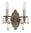 Crystorama Paris Market 2 Light Golden Teak Hand Cut Crystal Venetian Bronze Sconce