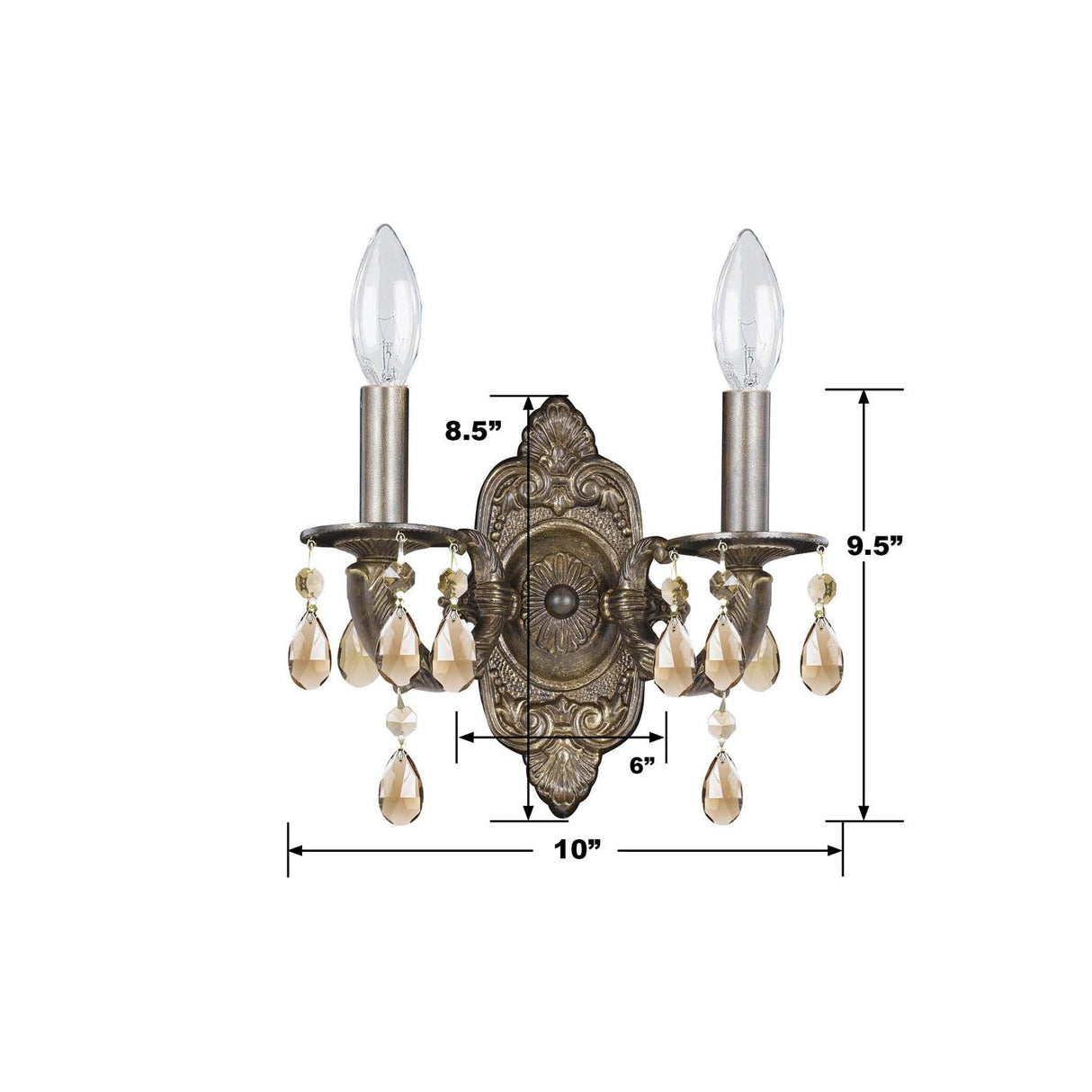 Crystorama Paris Market 2 Light Golden Teak Hand Cut Crystal Venetian Bronze Sconce