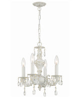 Crystorama Paris Market 4 Light Swarovski Strass Crystal Antique White Mini Chandelier