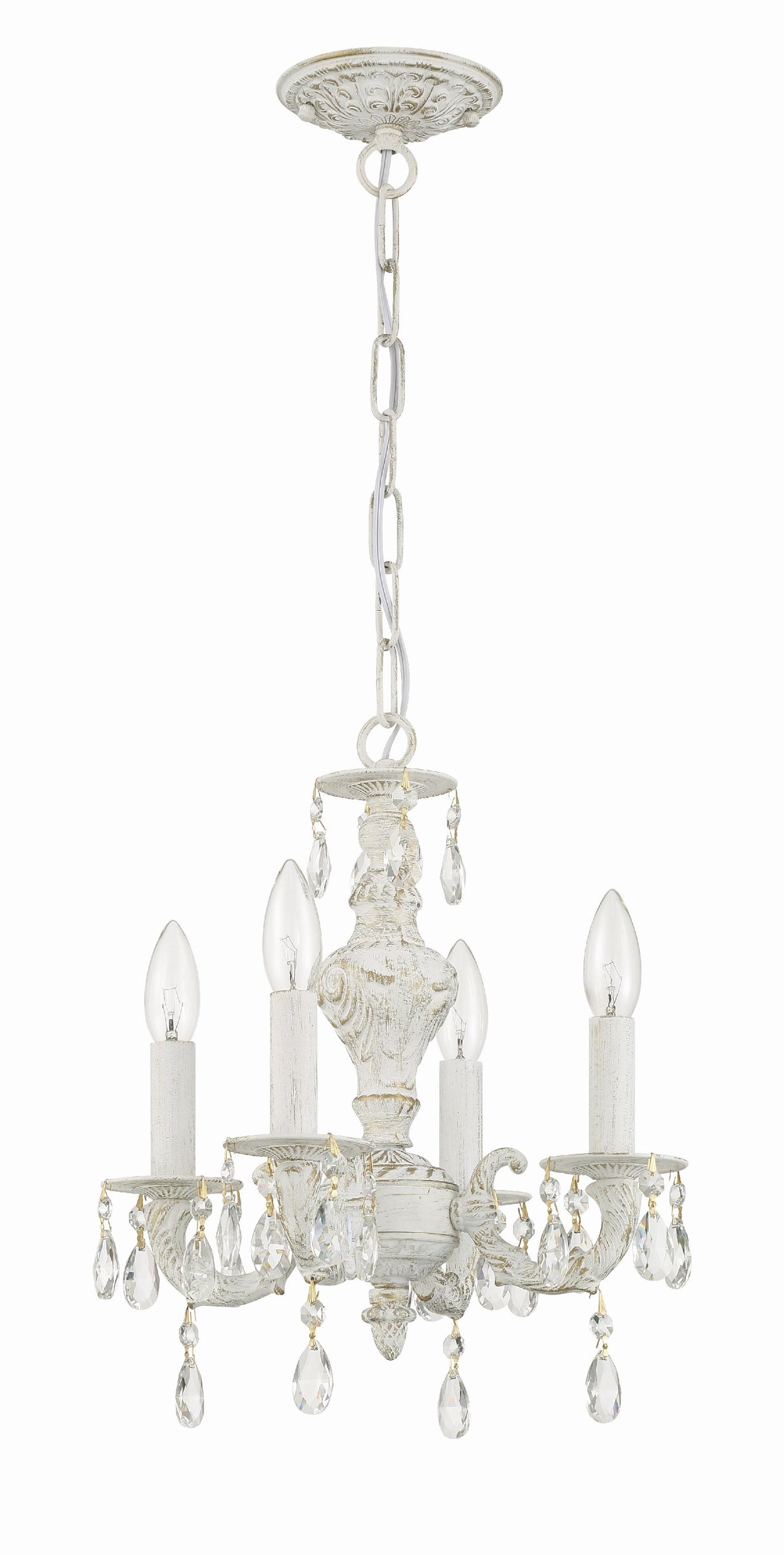 Crystorama Paris Market 4 Light Spectra Crystal Antique White Mini Chandelier