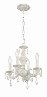 Crystorama Paris Market 4 Light Spectra Crystal Antique White Mini Chandelier
