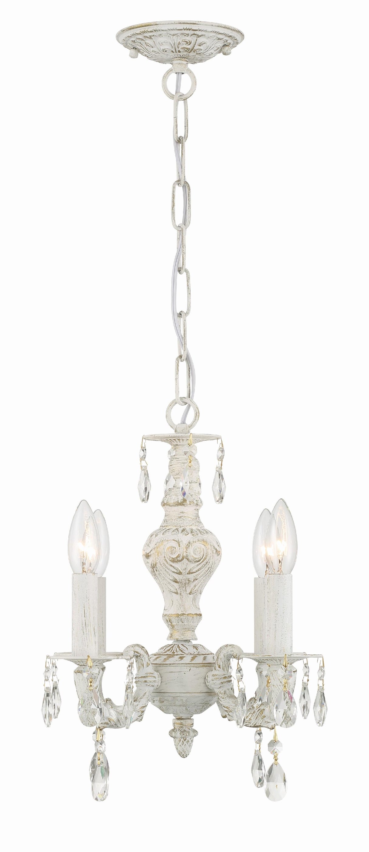 Crystorama Paris Market 4 Light Spectra Crystal Antique White Mini Chandelier