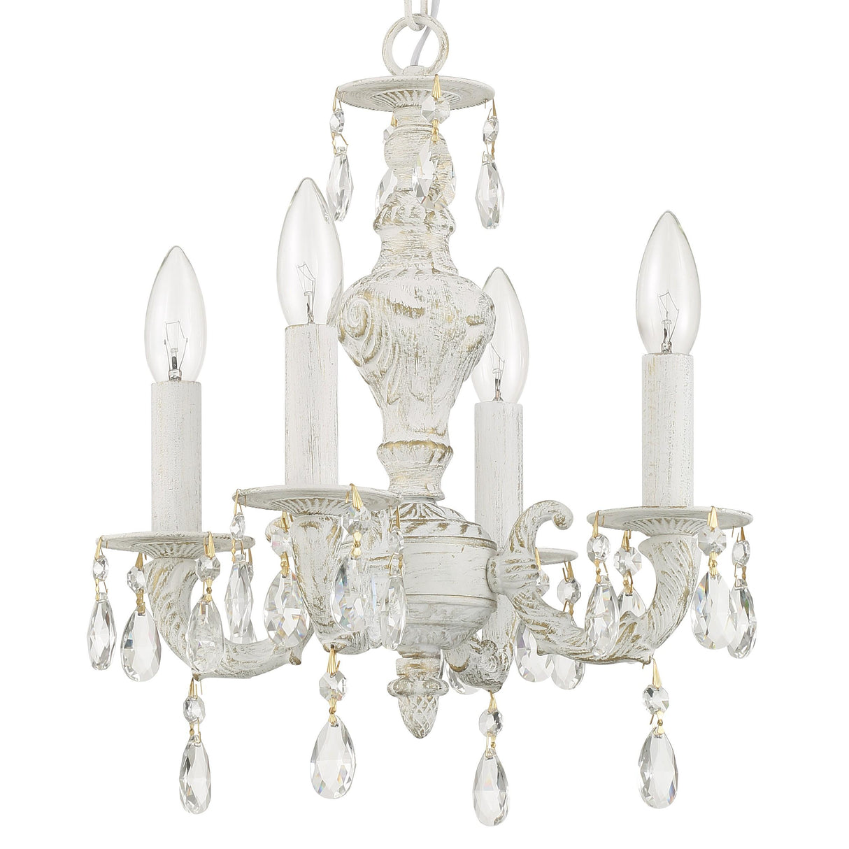 Crystorama Paris Market 4 Light Spectra Crystal Antique White Mini Chandelier