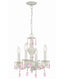Crystorama Paris Market 4 Light Rose Crystal Antique White Mini Chandelier