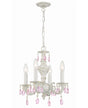 Crystorama Paris Market 4 Light Rose Crystal Antique White Mini Chandelier