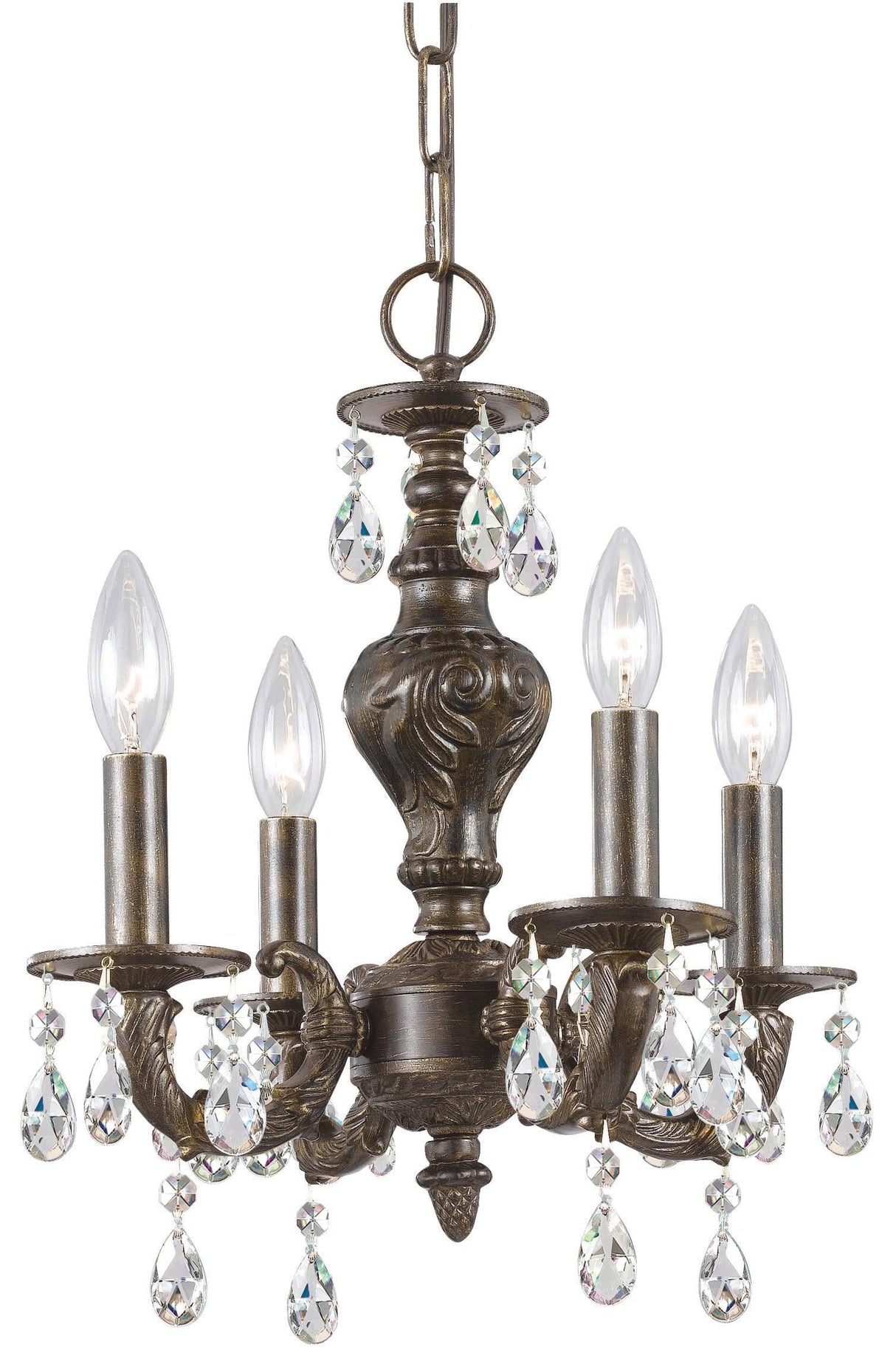 Crystorama Paris Market 4 Light Clear Crystal Venetian Bronze Mini Chandelier