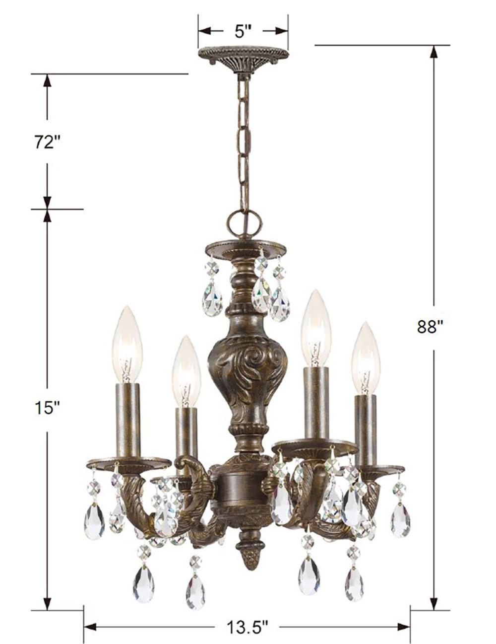 Crystorama Paris Market 4 Light Spectra Crystal Venetian Bronze Mini Chandelier