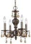 Crystorama Paris Market 4 Light Golden Teak Hand Cut Crystal Venetian Bronze Mini Chandelier