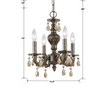 Crystorama Paris Market 4 Light Golden Teak Hand Cut Crystal Venetian Bronze Mini Chandelier