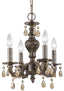 Crystorama Paris Market 4 Light Golden Teak Swarovski Strass Crystal Venetian Bronze Mini Chandelier