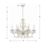 Crystorama Paris Market 6 Light Clear Italian Crystal Antique White Chandelier